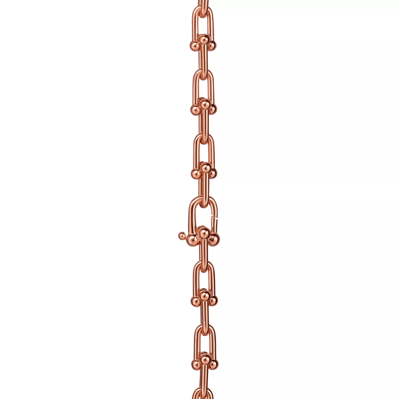 Graduated Link Necklace in Rose Gold with Diamonds