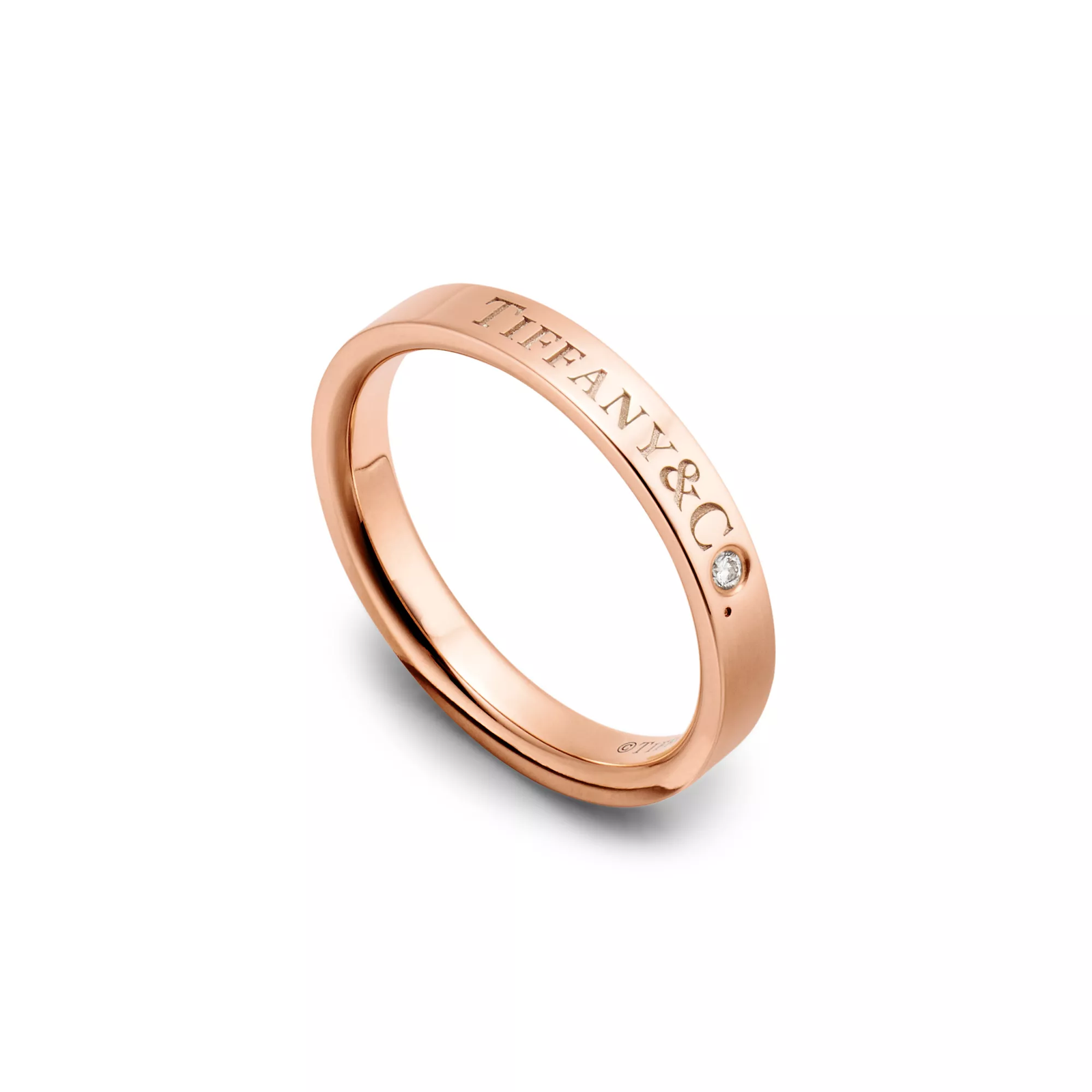 Band Ring in Rose Gold with a Diamond
