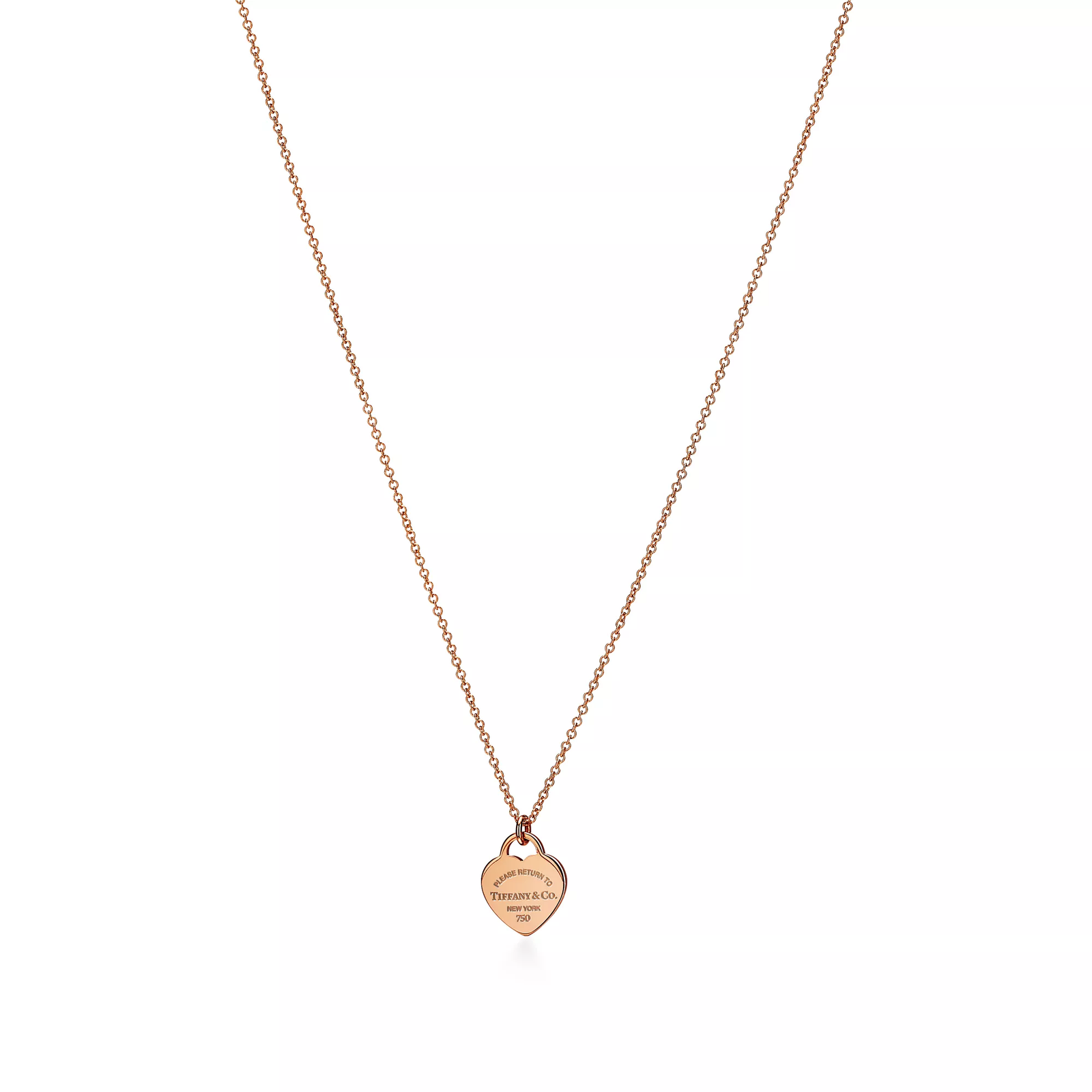 Heart Tag Pendant in Rose Gold, Mini