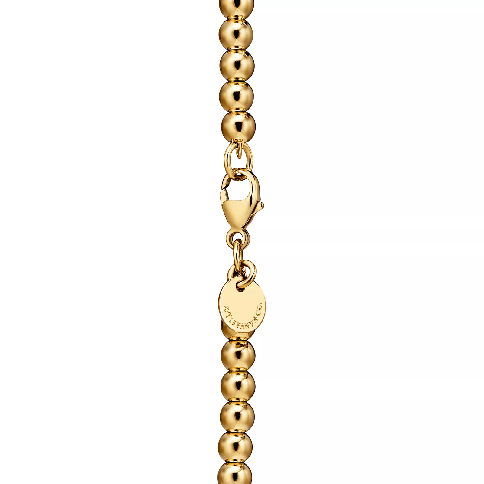 Heart Tag Bead Necklace in Yellow Gold, Mini