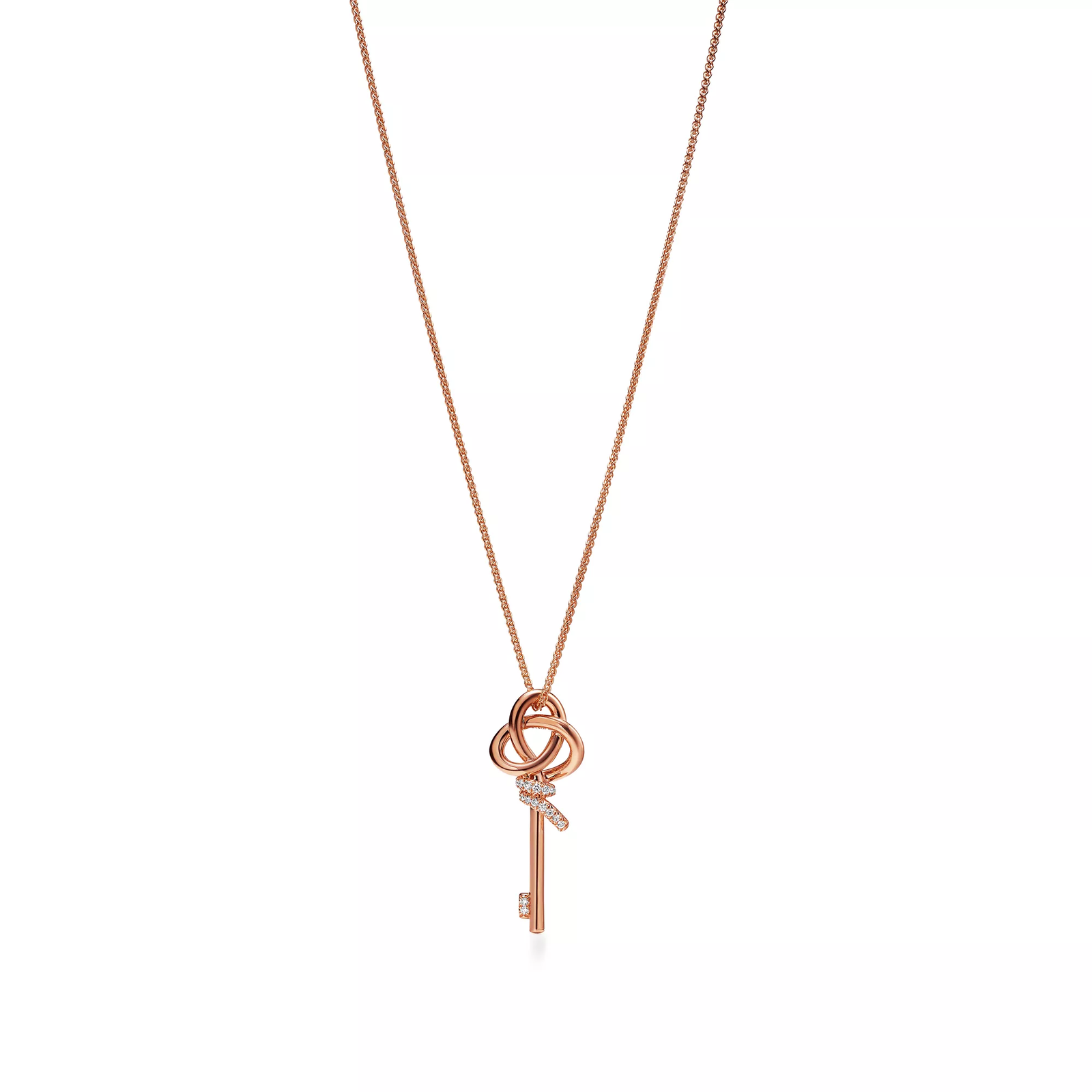 Large Key Pendant in Rose Gold with Diamonds