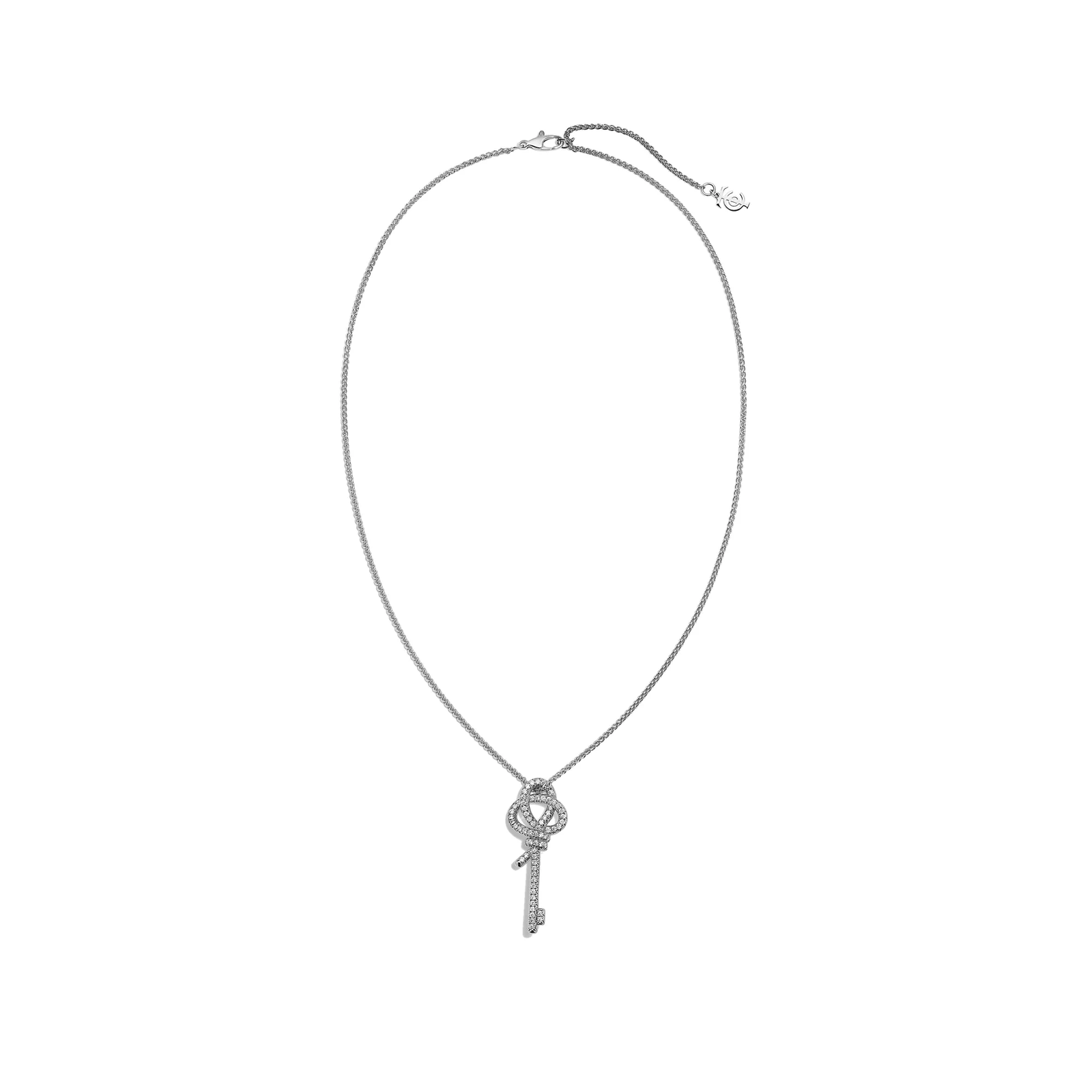 Medium Key Pendant in Platinum with Diamonds