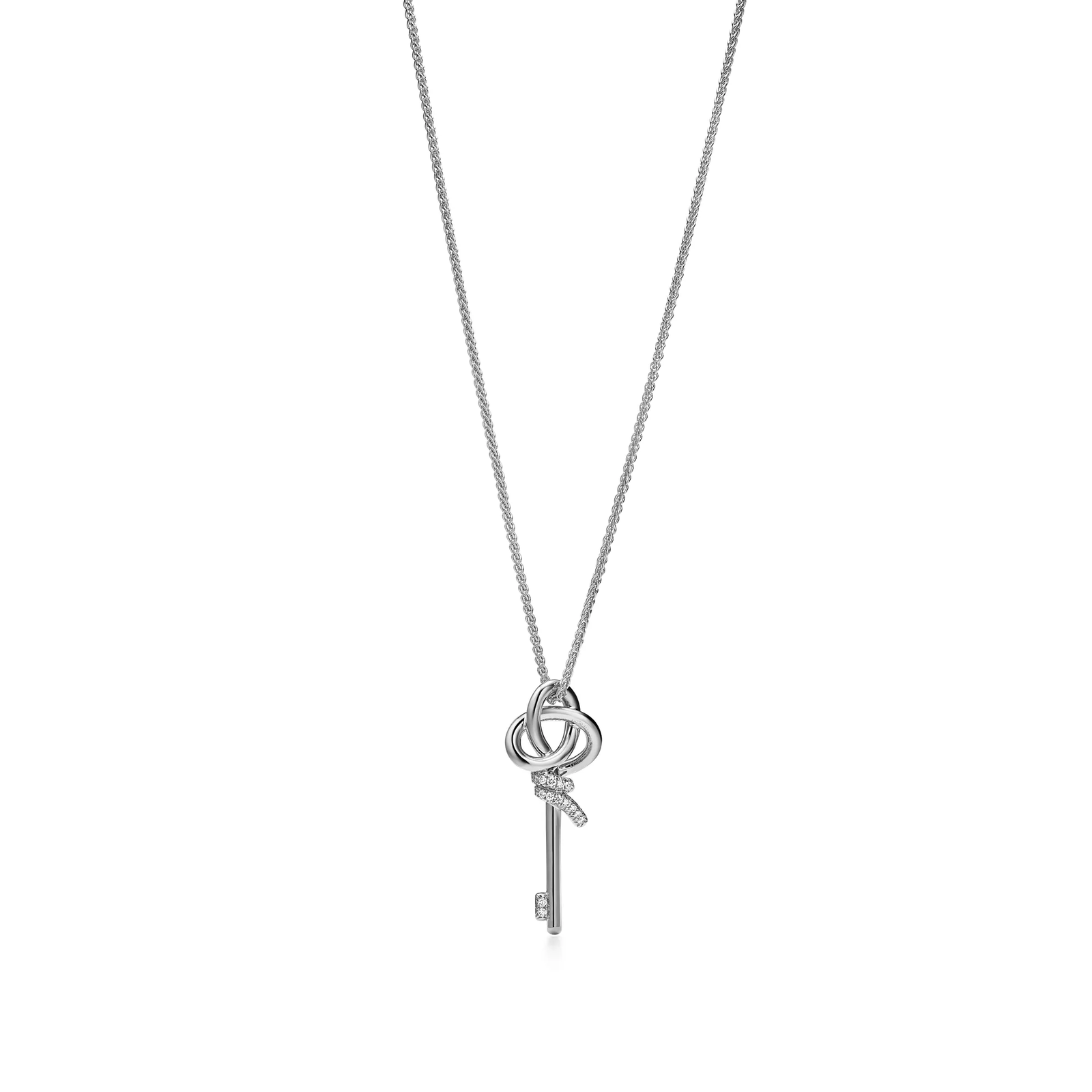 Medium Key Pendant in Platinum with Diamonds