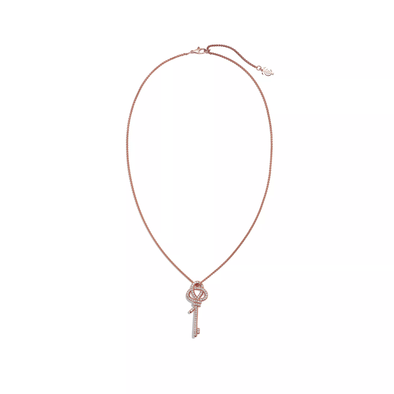 Medium Key Pendant in Rose Gold with Diamonds