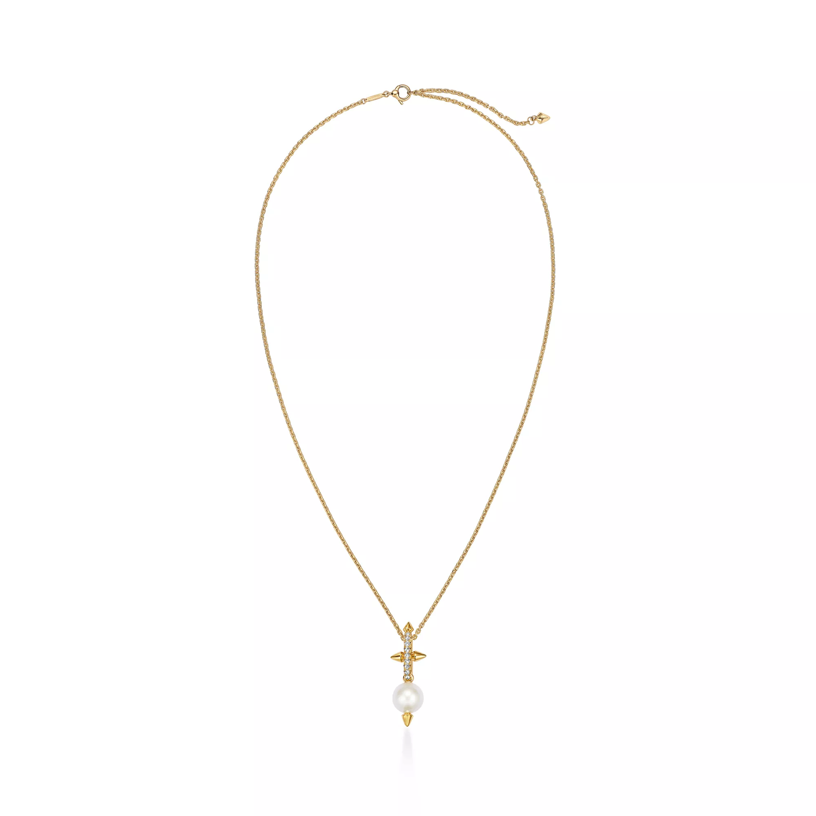 Pearl Pendant in Yellow Gold with Diamonds