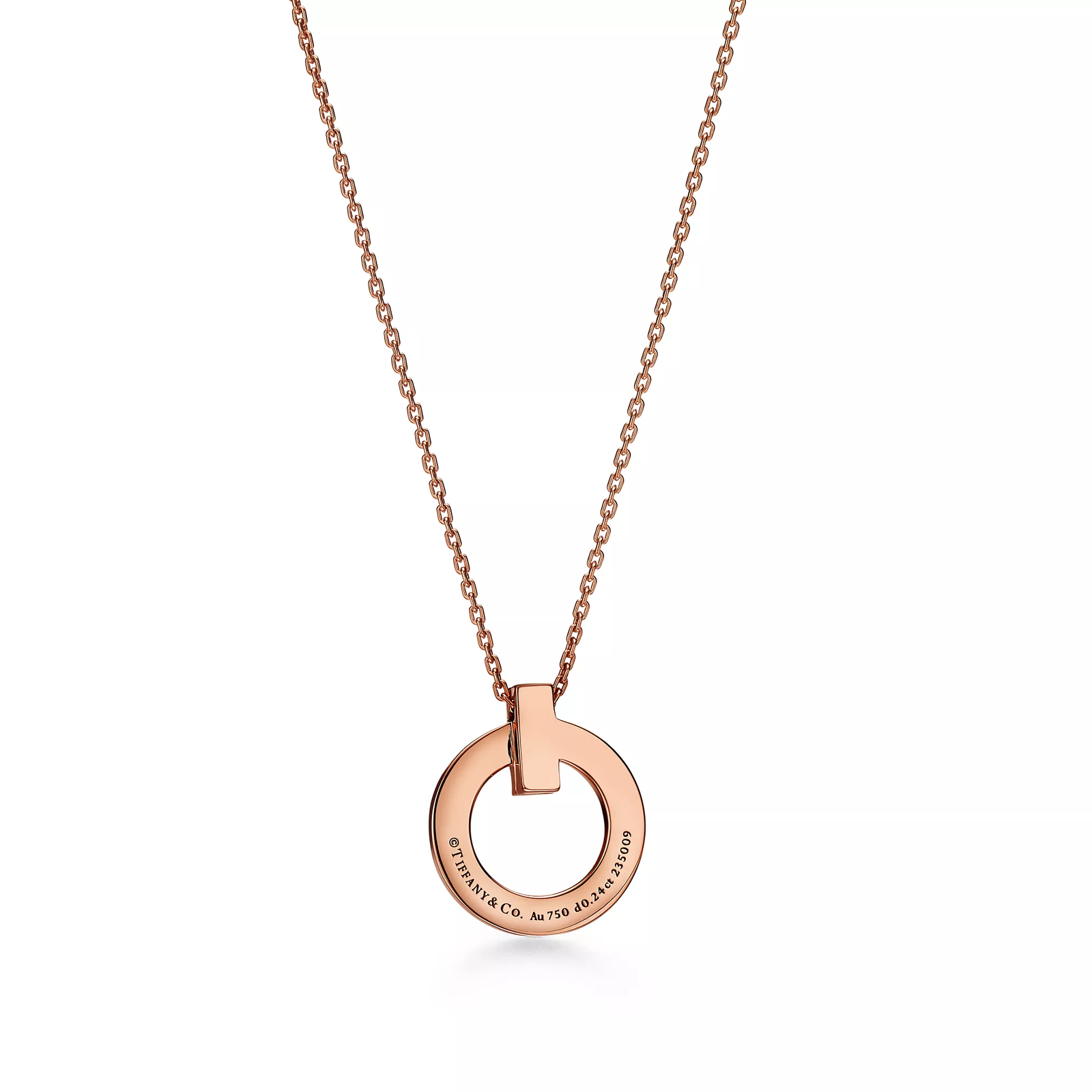 T1 Narrow Circle Pendant in Rose Gold with Pave Diamonds