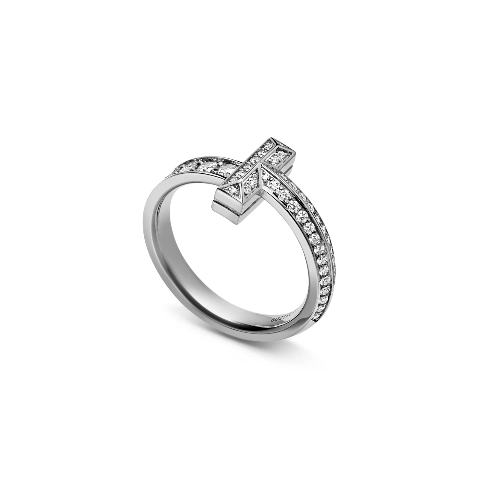 T1 Narrow Ring in White Gold with Diamonds