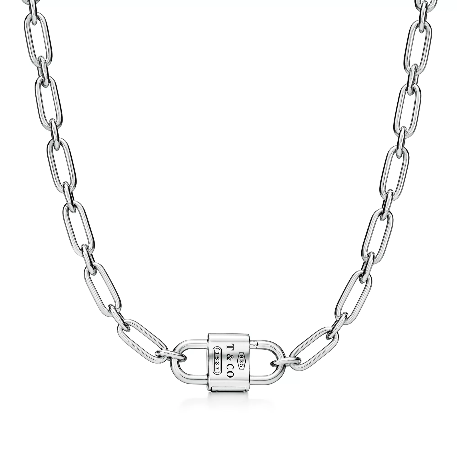Medium Double Lock Necklace in Sterling Silver.