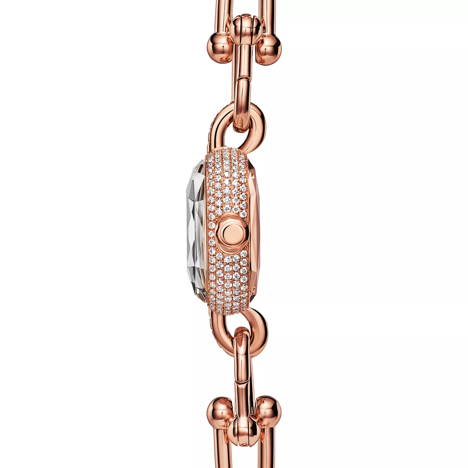 Watch in Rose Gold with Pave Diamonds and Black Lacquer