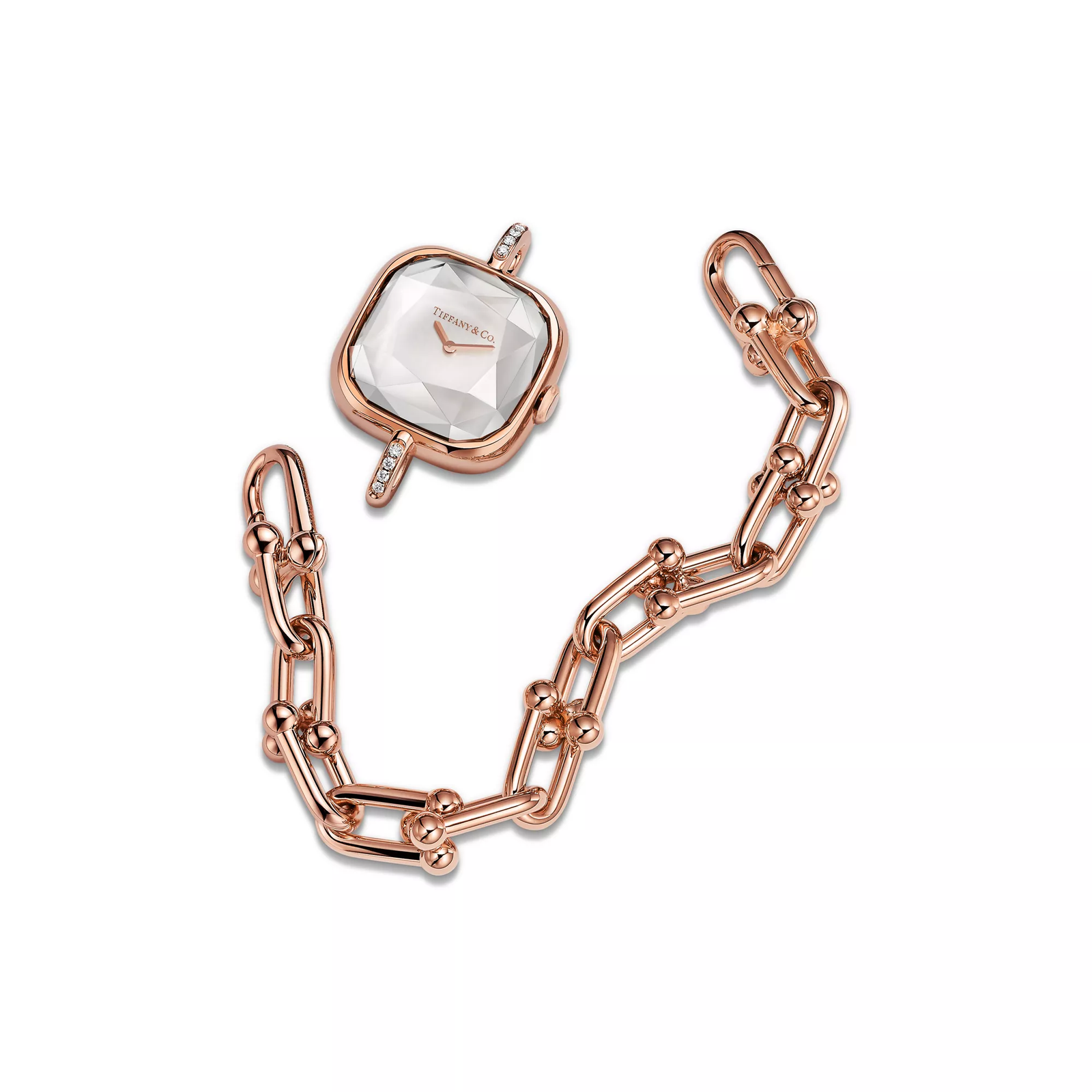 Watch in Rose Gold with Diamonds and White Mother-of-pearl