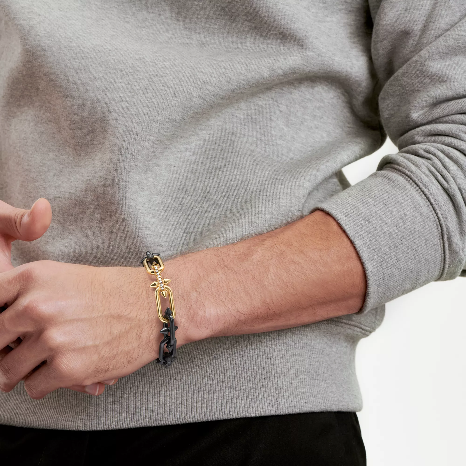 Bracelet in Titanium, Gold and Diamonds