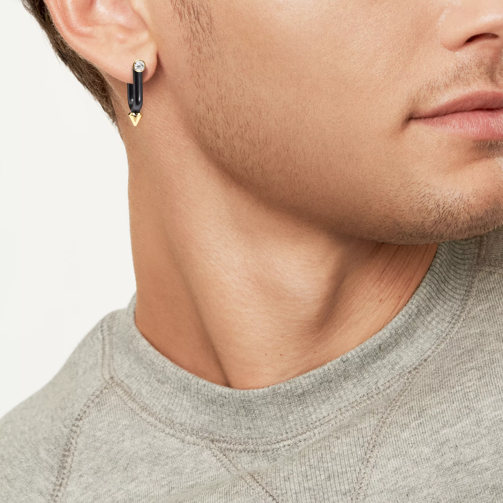 Large Earrings in Titanium, Gold and Diamonds