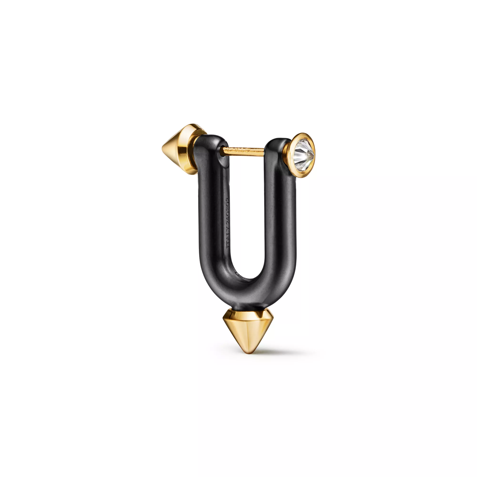 Large Earrings in Titanium, Gold and Diamonds