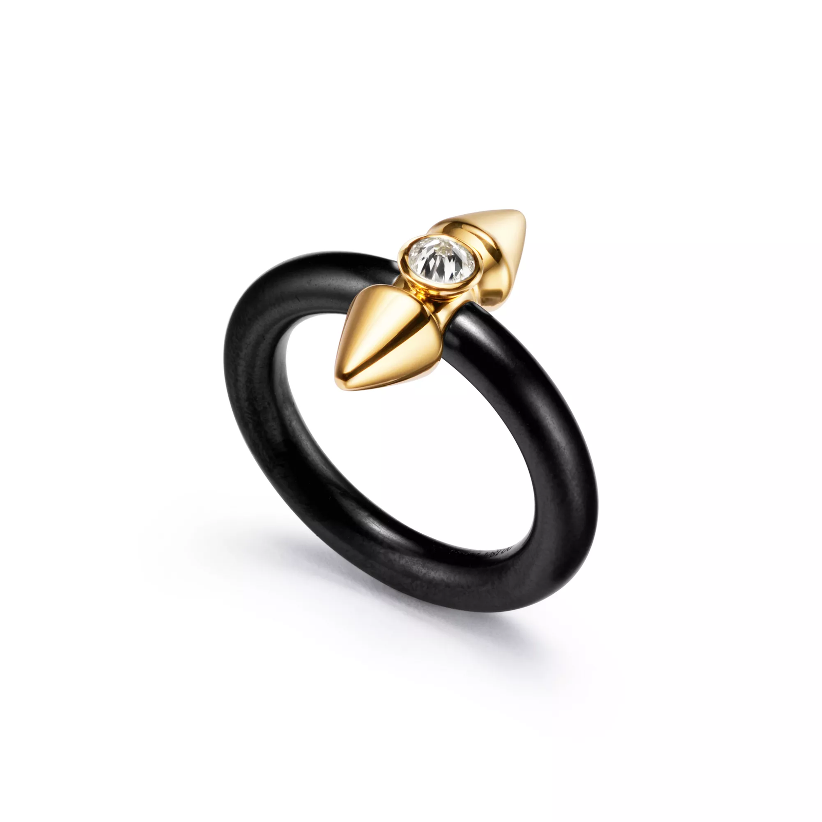 Ring in Titanium and Gold with a Diamond