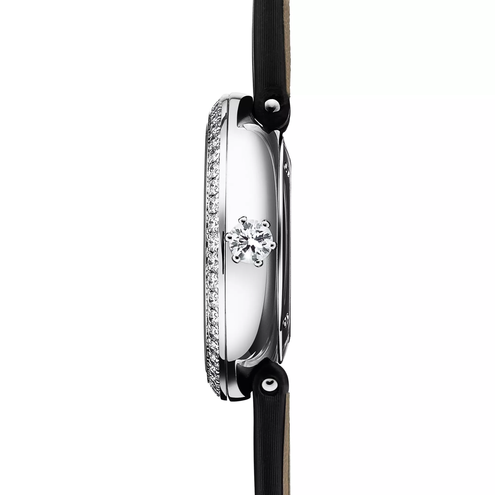 32 MM Round Watch in White Gold with a Rubellite and Diamonds
