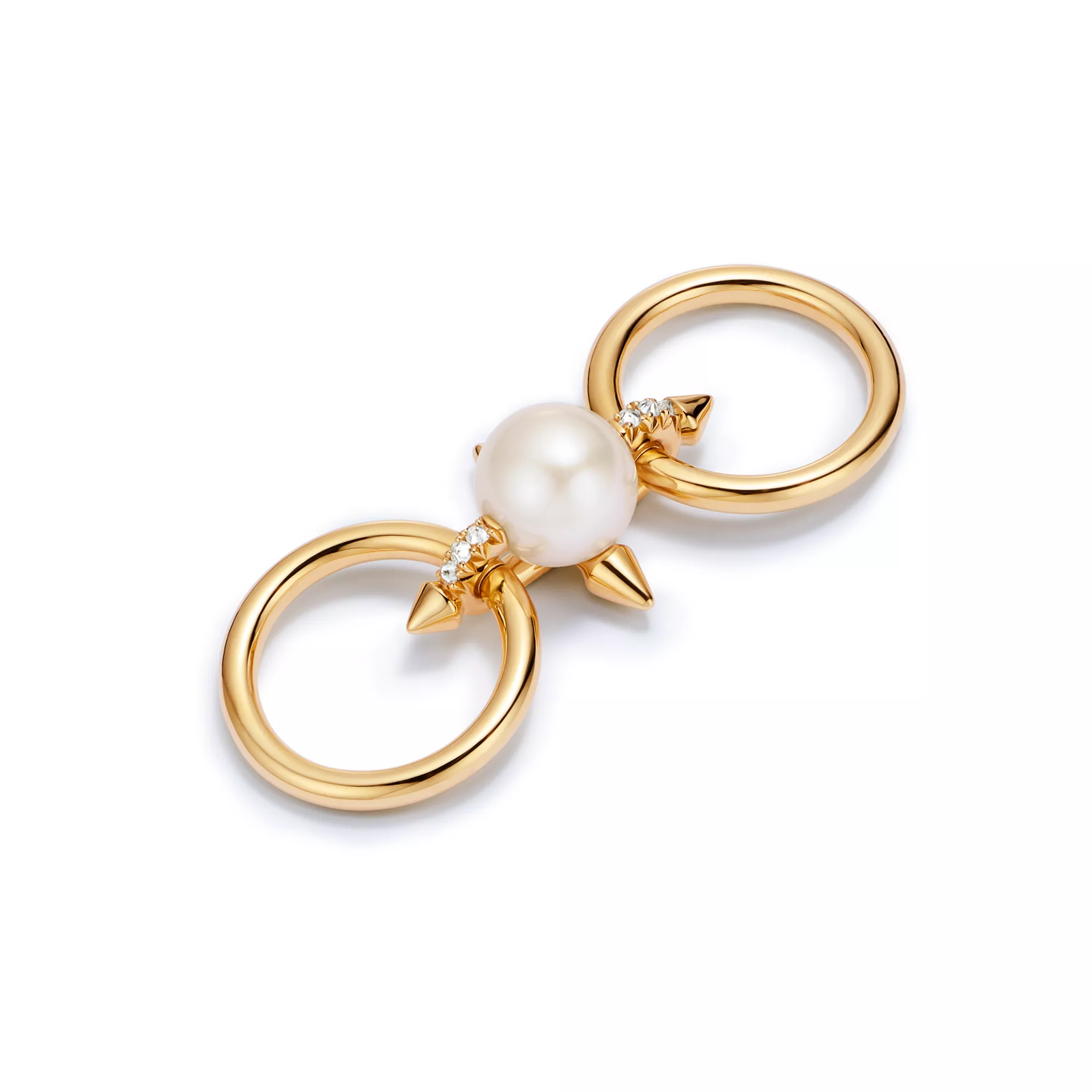 Pearl Ring in Yellow Gold with Diamonds