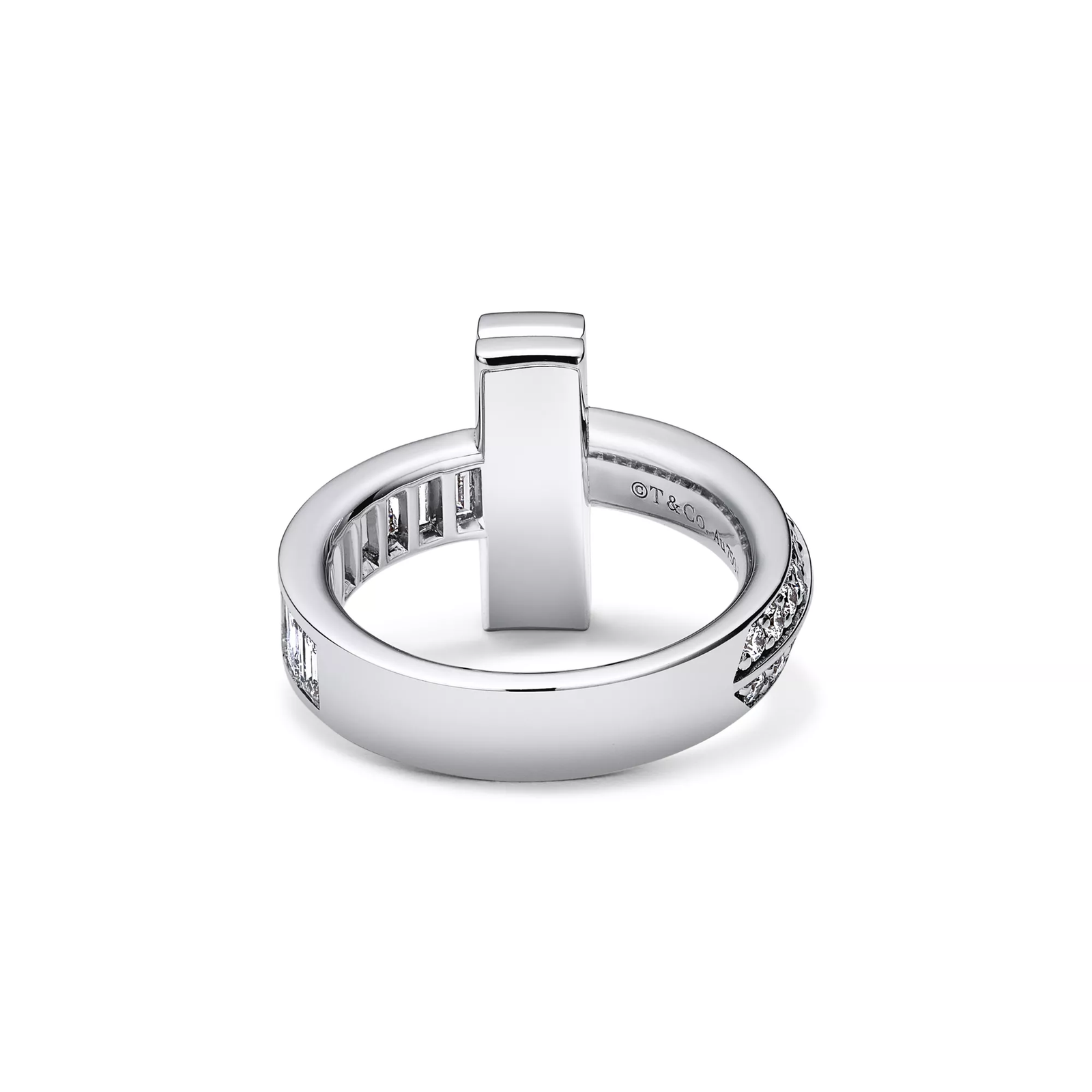 T1 Ring in White Gold with Baguette and Pave Diamonds