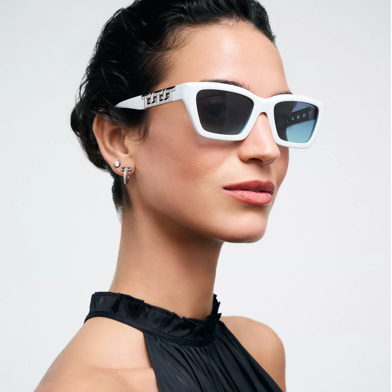 True Sunglasses in White Acetate with Tiffany Blue Lenses
