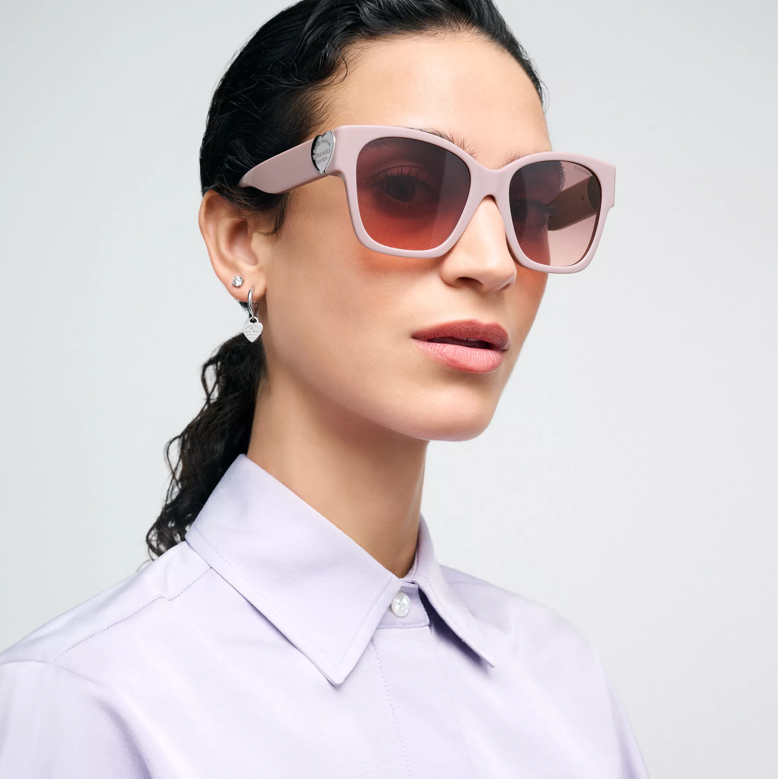 Sunglasses in Dusty Pink Acetate with Pink Gradient Lenses