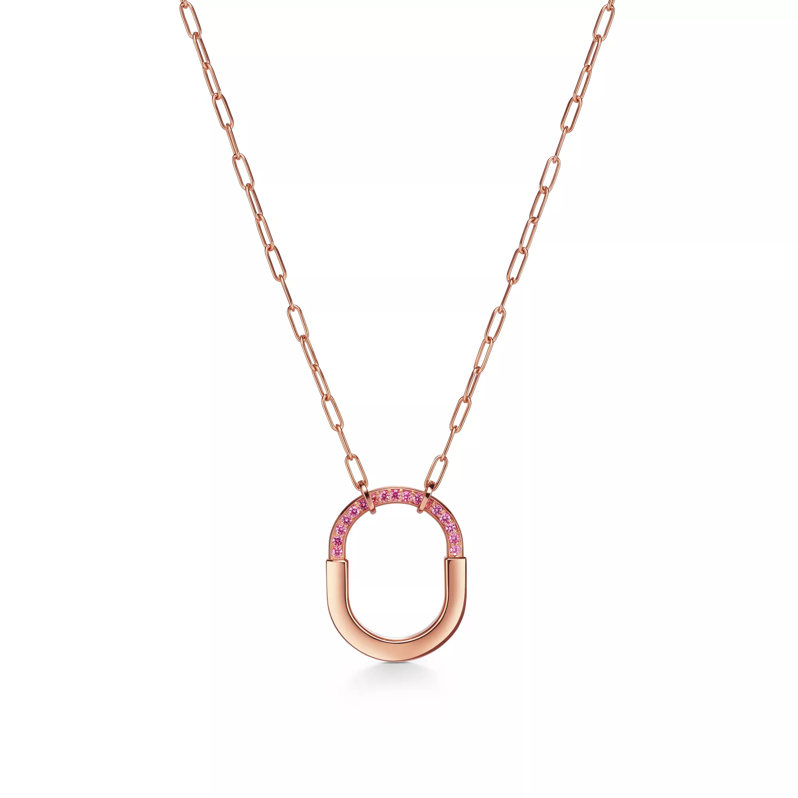 Medium Pendant in Rose Gold with Pink Sapphires
