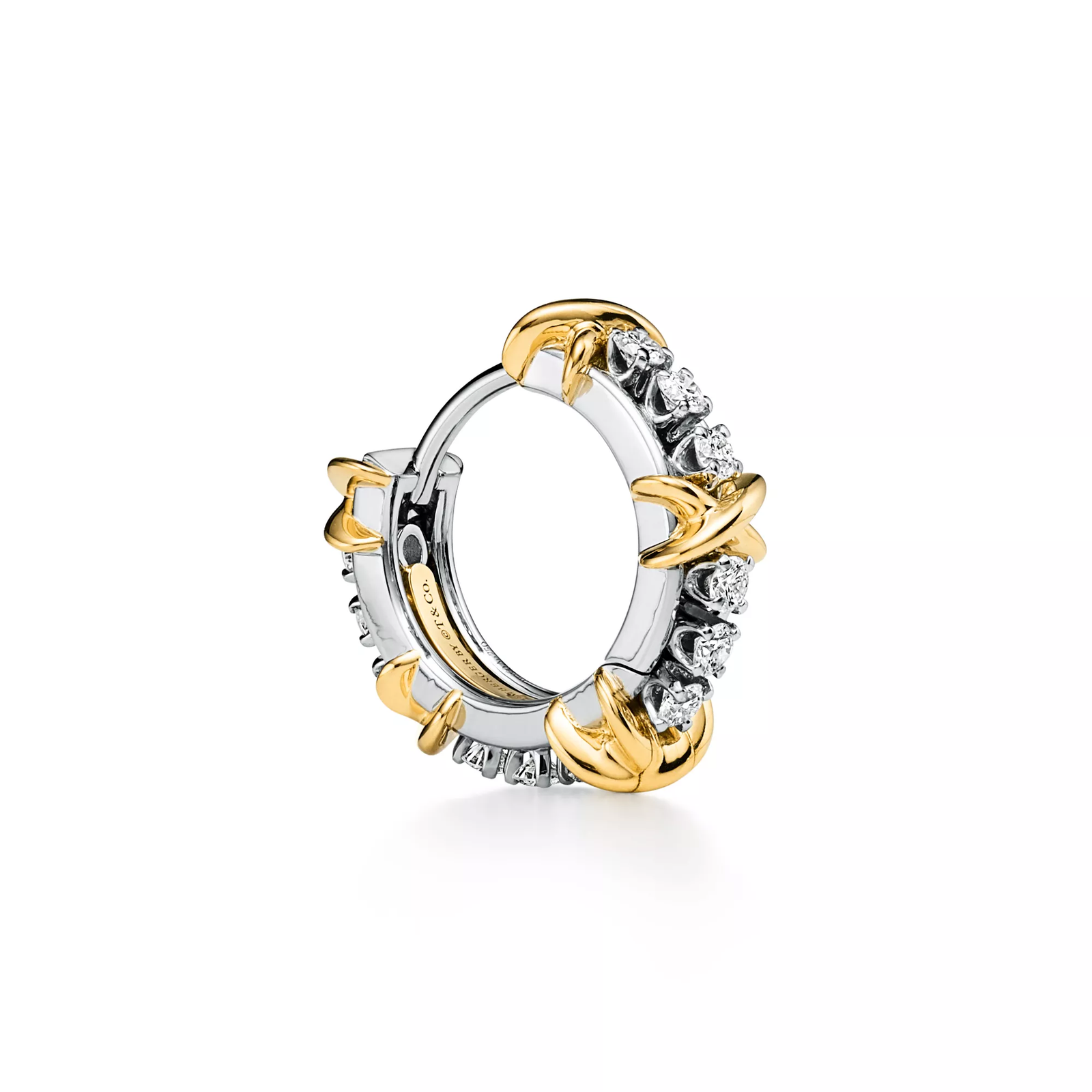 Narrow Earrings in Platinum & Yellow Gold with Diamonds