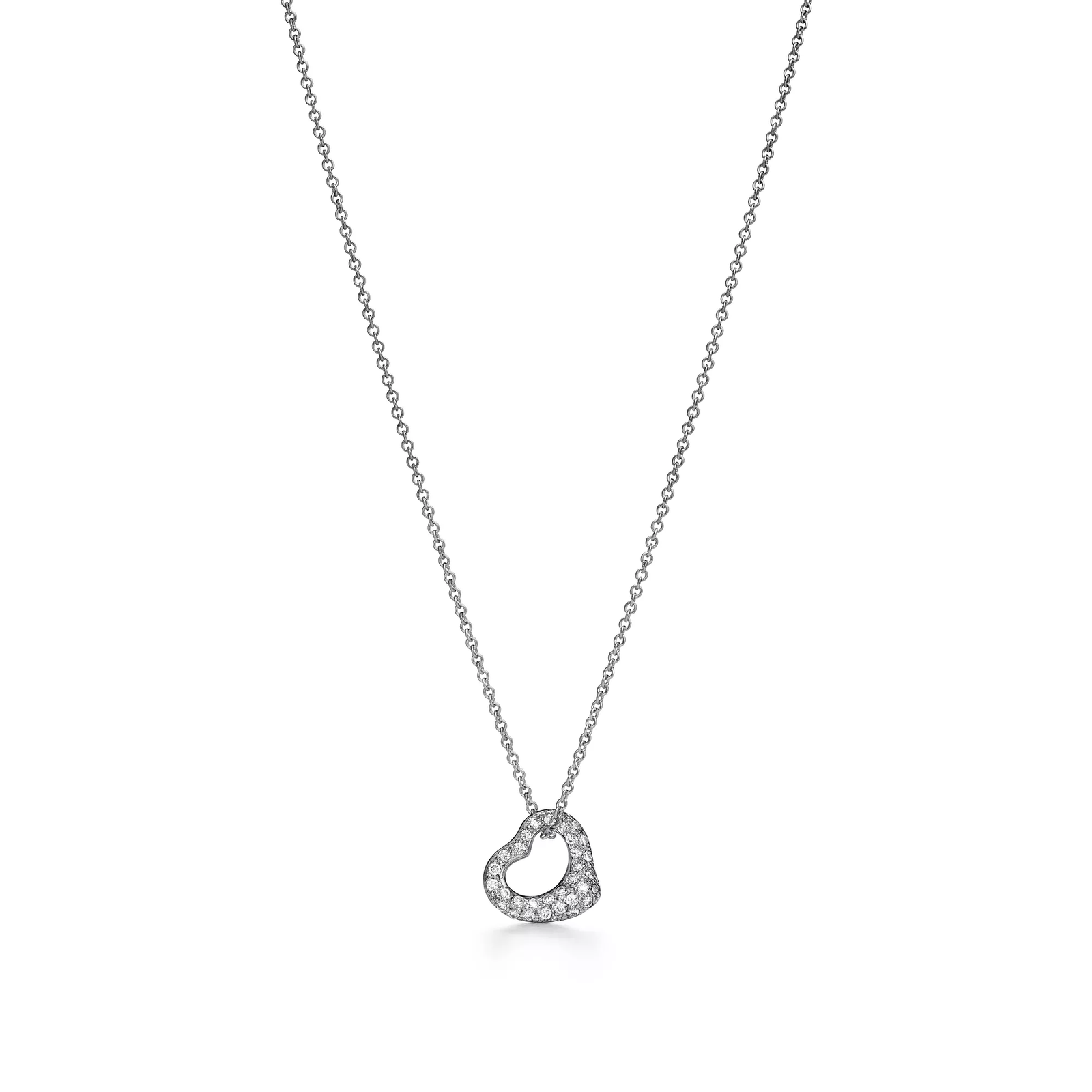 Open Heart Pendant in Platinum with Diamonds