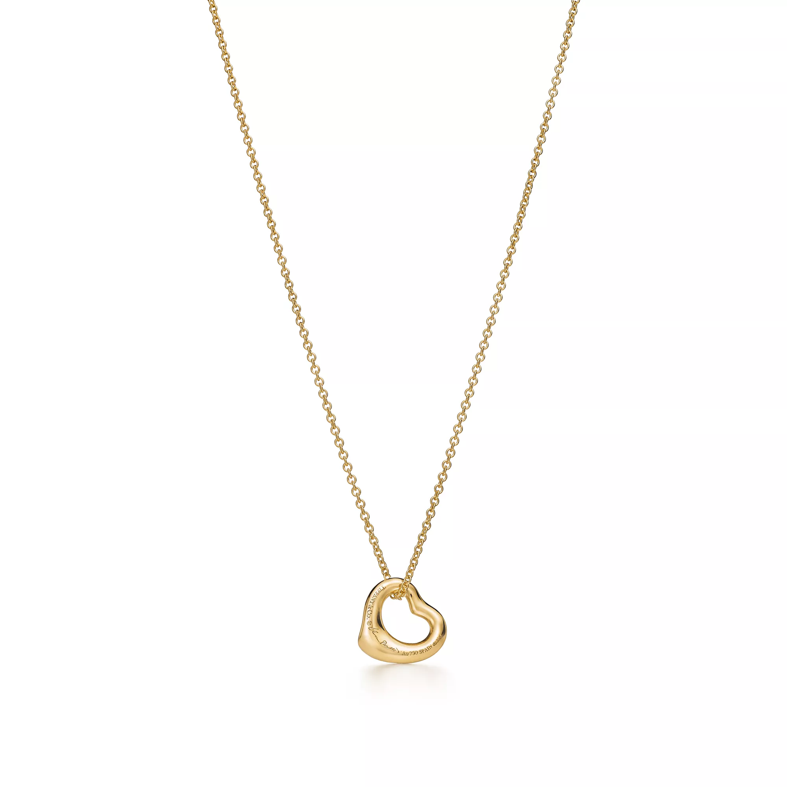 Open Heart Pendant in Yellow Gold with Diamonds