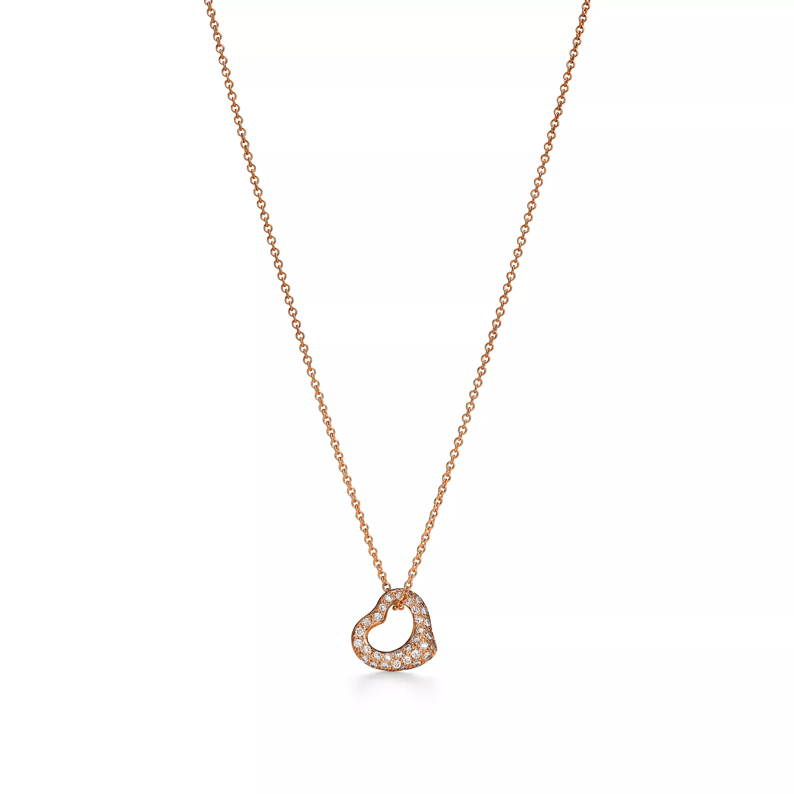 Open Heart Pendant in Rose Gold with Diamonds