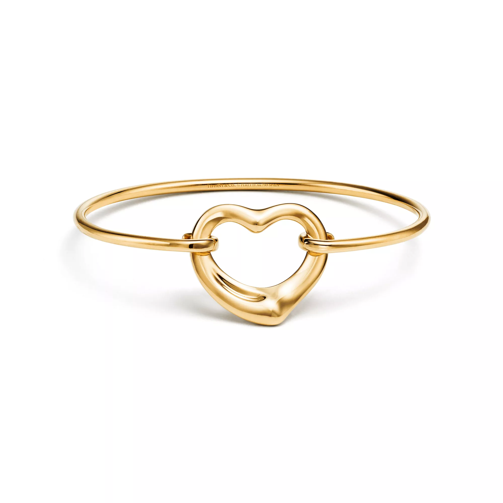 Open Heart Bangle in Yellow Gold
