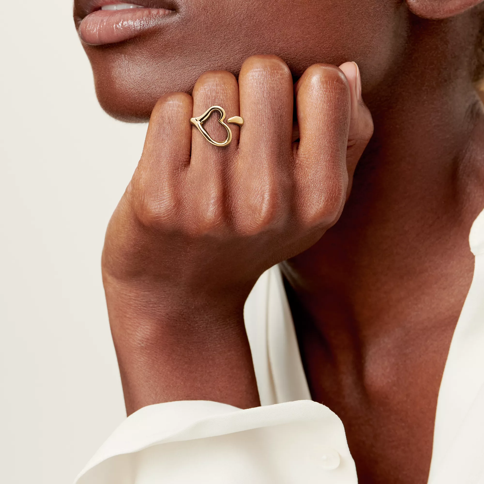Open Heart Ring in Yellow Gold