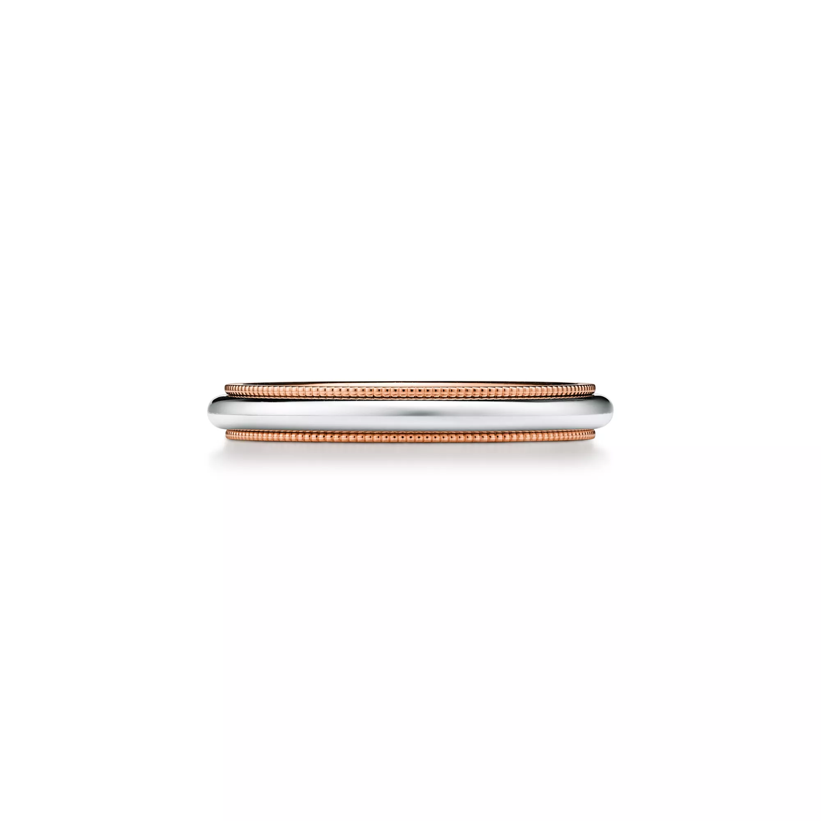 Milgrain Band Ring in Rose Gold and Platinum, 3 mm Wide