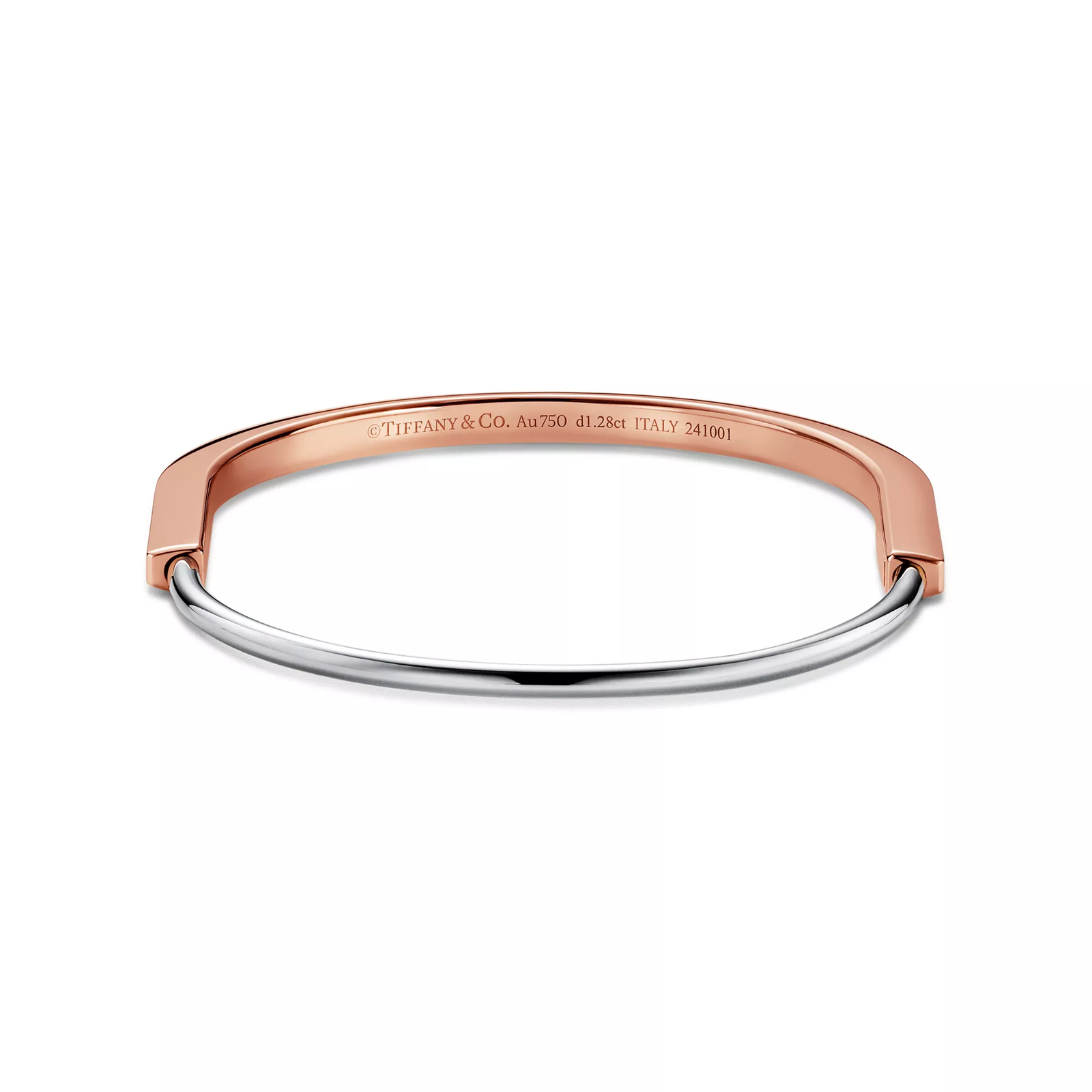 Narrow Bangle in Rose and White Gold with Half Pave Diamonds