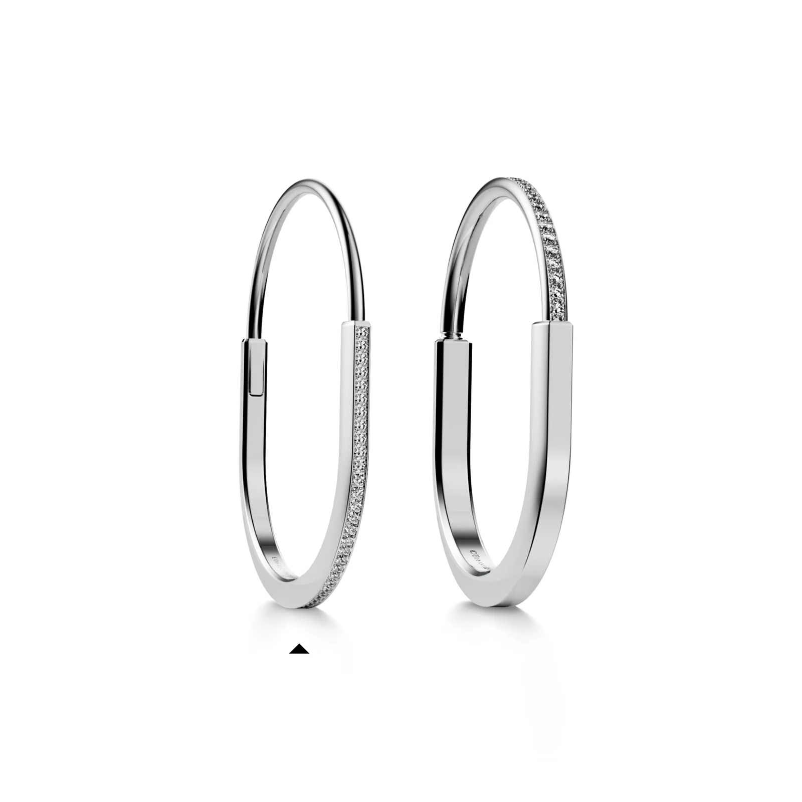 Narrow Bangle in White Gold with Half Pave Diamonds