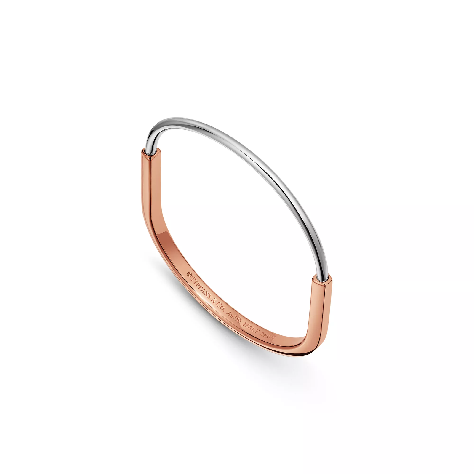 Narrow Bangle in Rose and White Gold