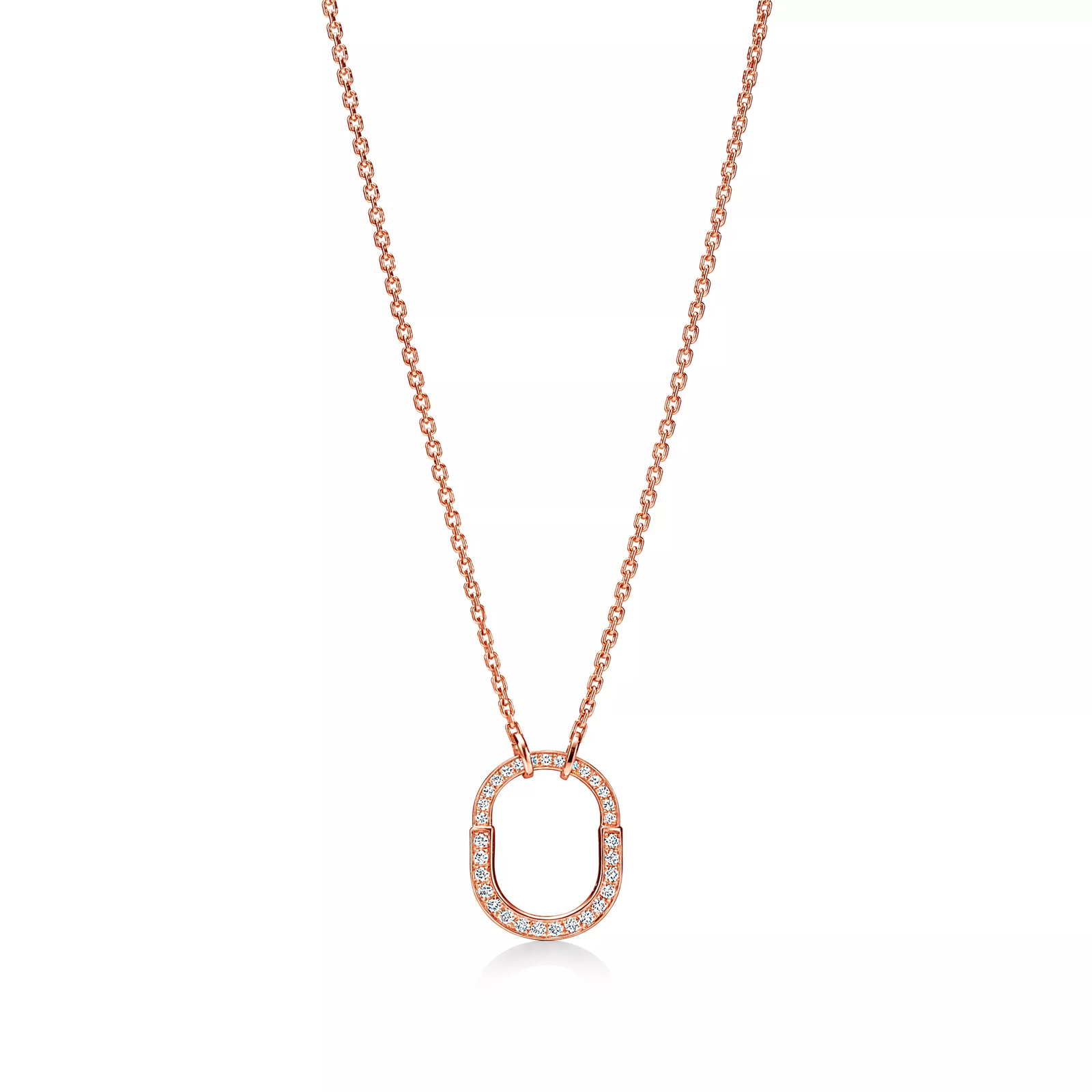 Small Lock Pendant in Rose Gold with Pave Diamonds