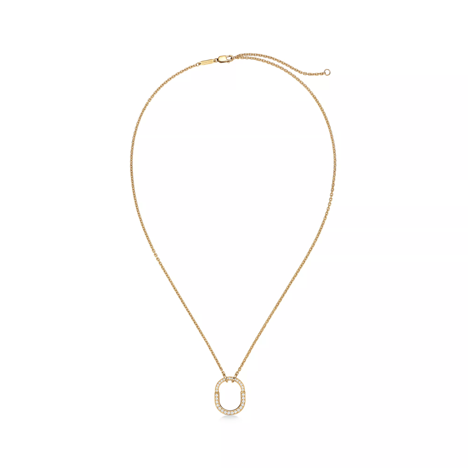 Small Lock Pendant in Yellow Gold with Pave Diamonds
