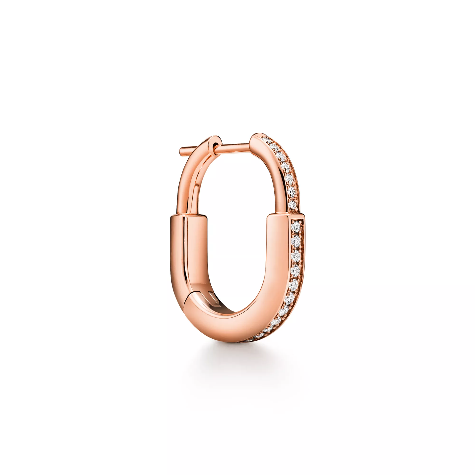 Small Lock Earrings in Rose Gold with Pave Diamonds