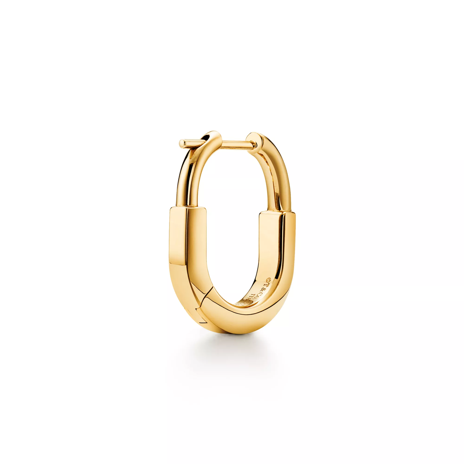 Small Lock Earrings in Yellow Gold with Pave Diamonds