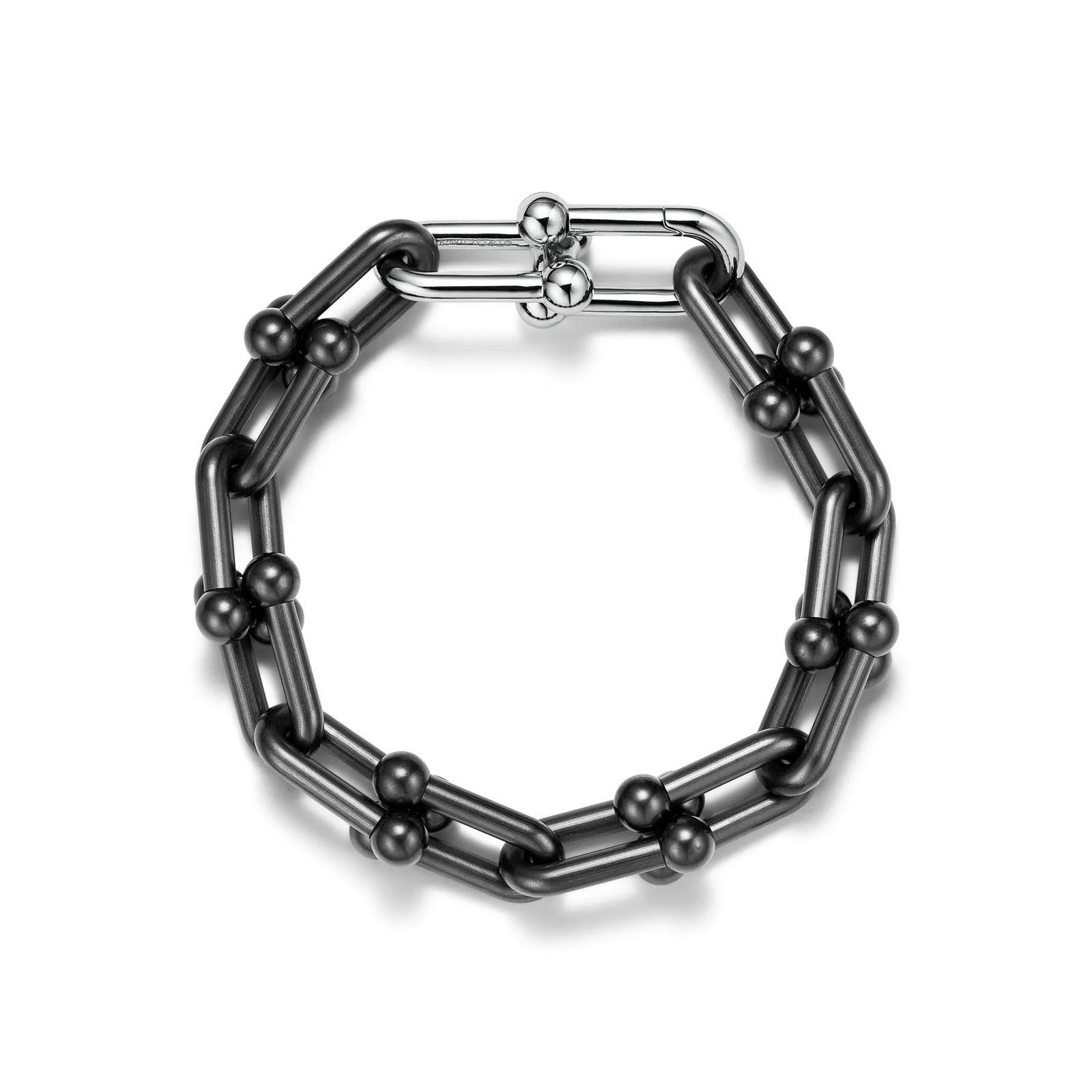 Large Link Bracelet in Titanium and White Gold