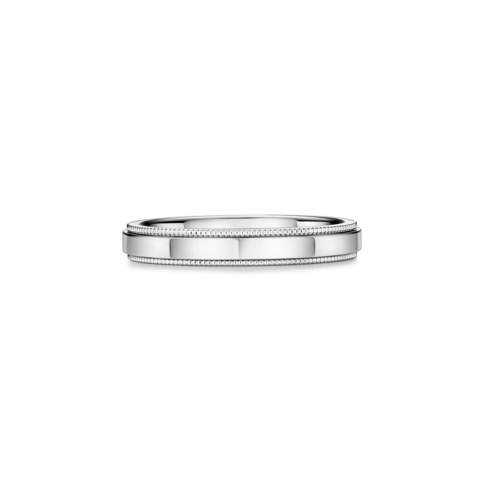 Milgrain Band Ring in Platinum with a Diamond, 3 mm Wide