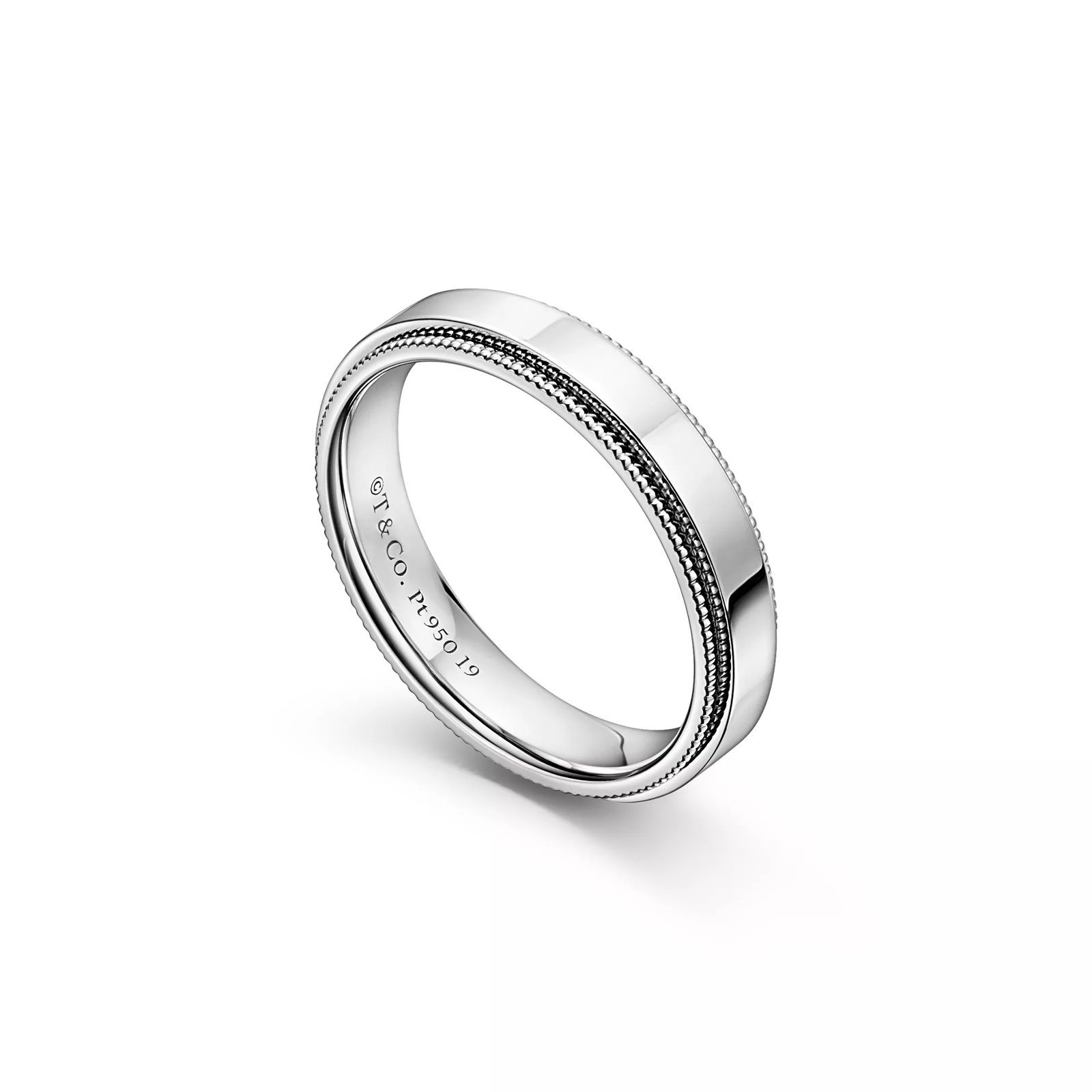 Milgrain Band Ring in Platinum, 4 mm Wide