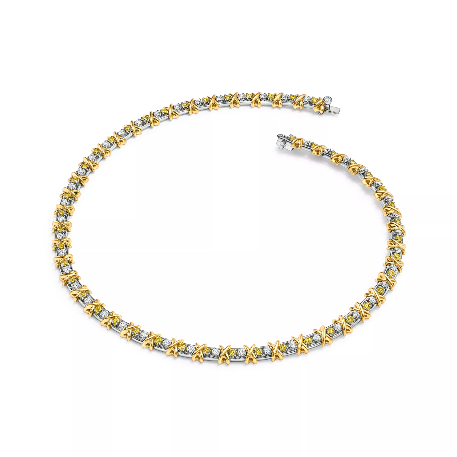 Necklace with Yellow and White Diamonds