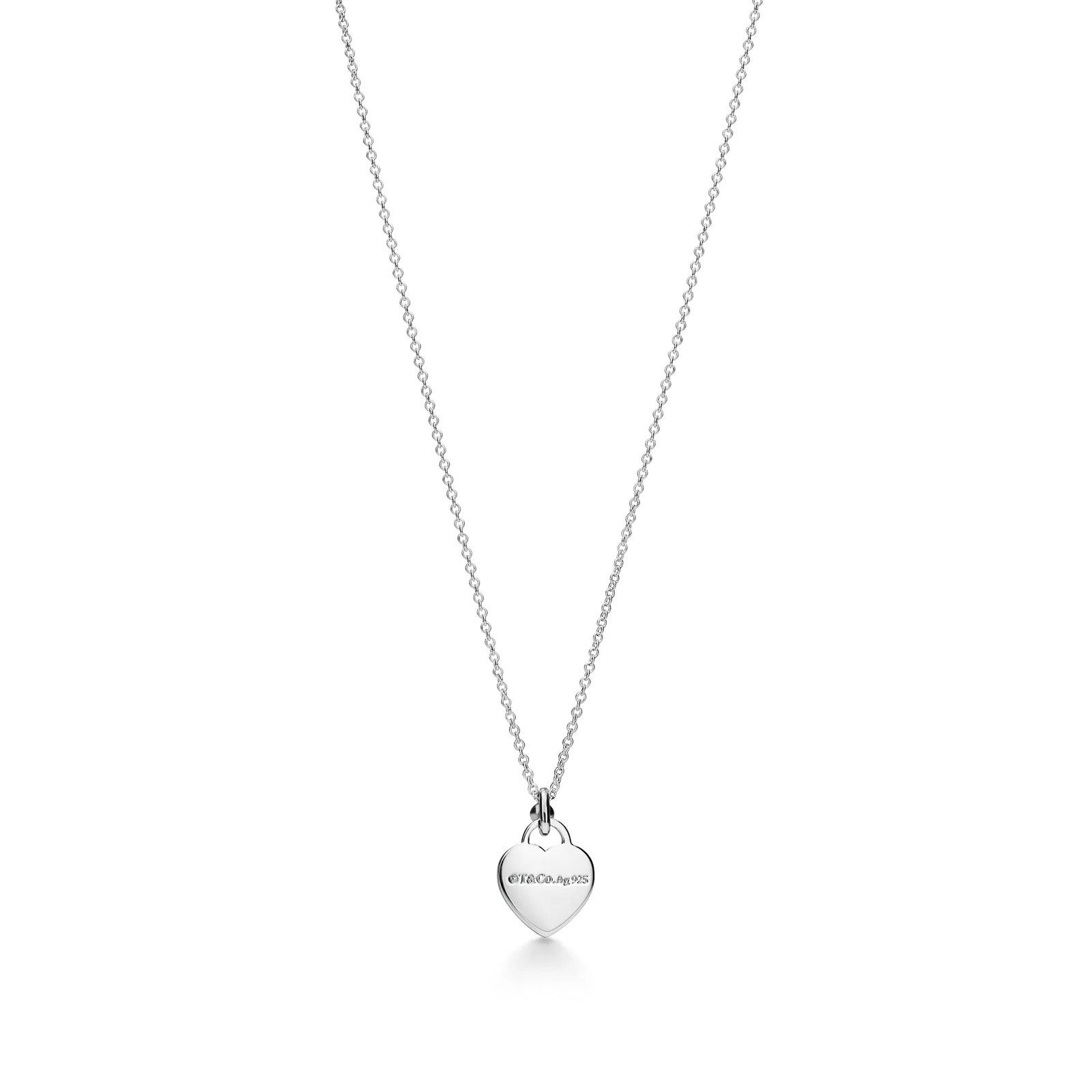 Mini Heart Tag Pendant in Sterling Silver with a Diamond
