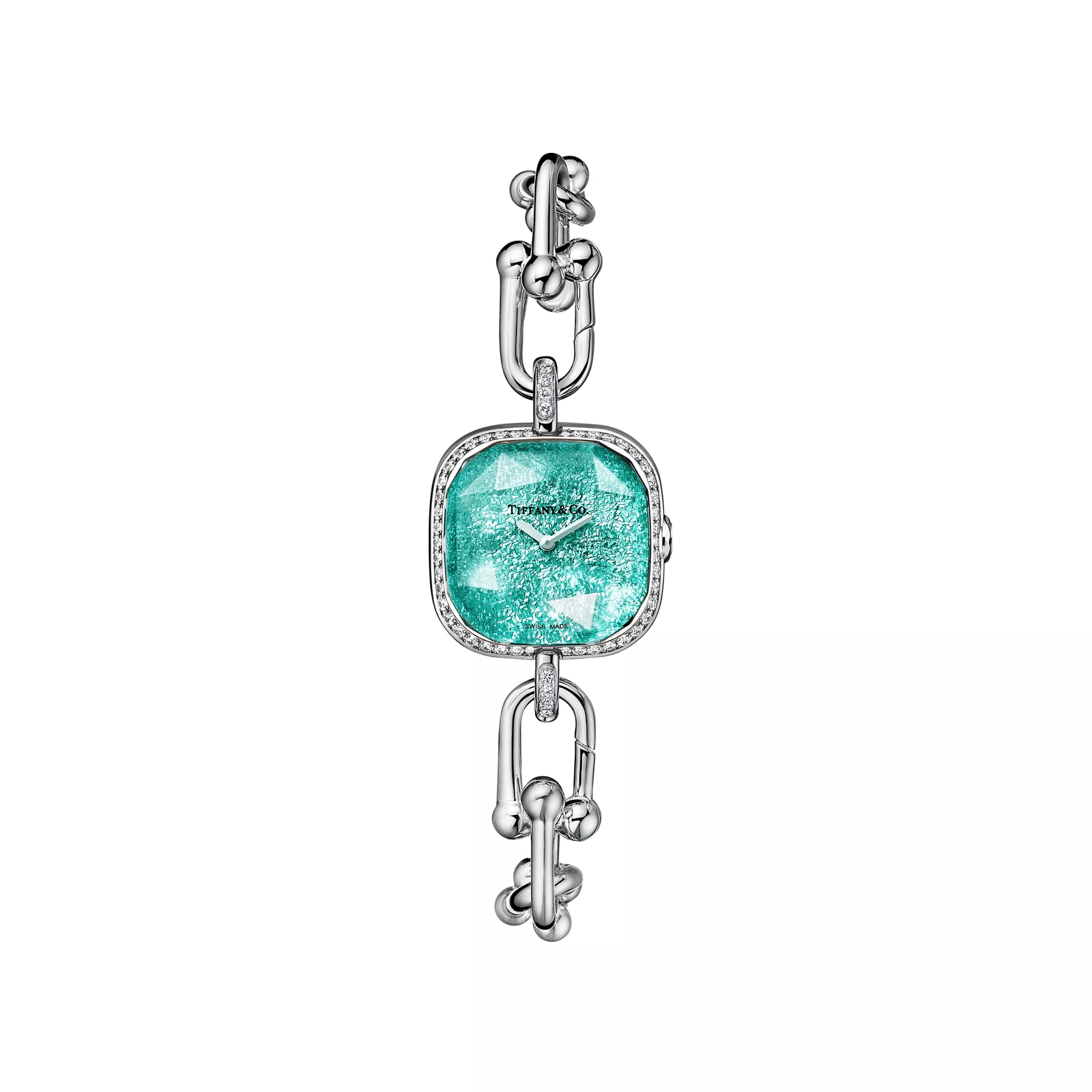 Watch in Sterling Silver and Steel with a Diamond Bezel
