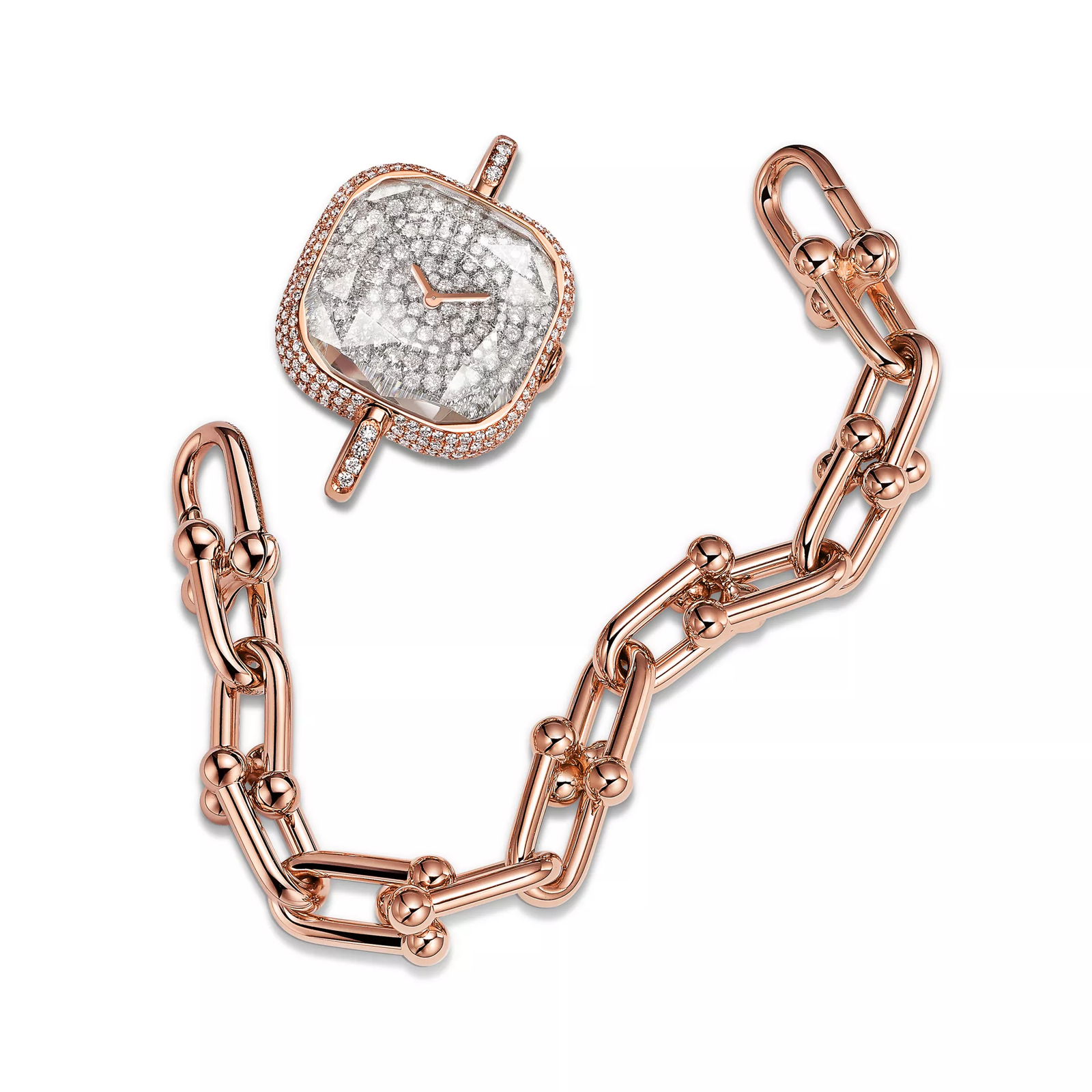 Watch in Rose Gold with a Pave Diamond Dial