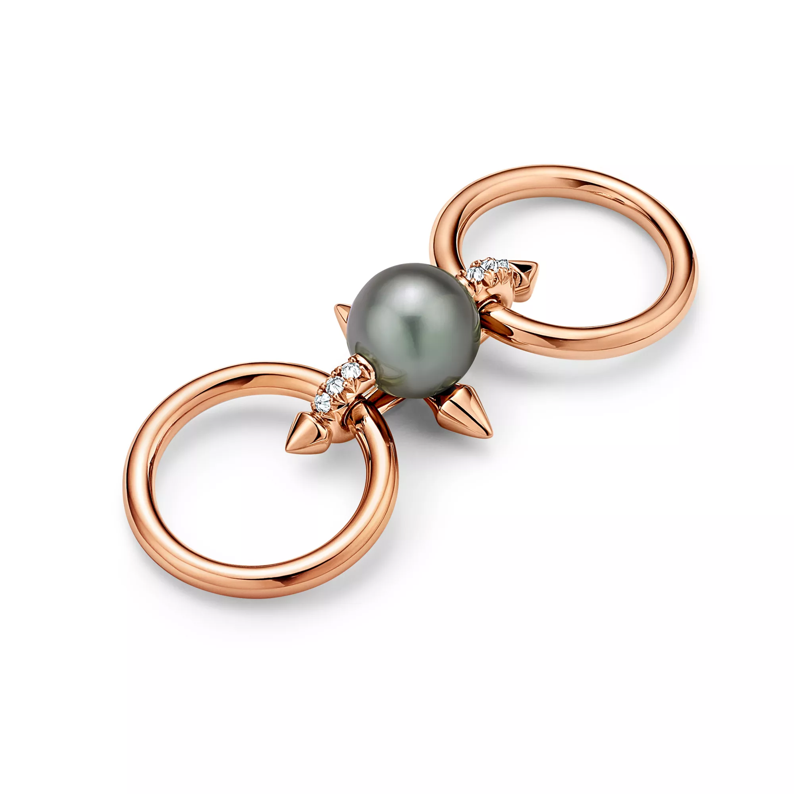 Tahitian Pearl Ring in Gold with Diamonds