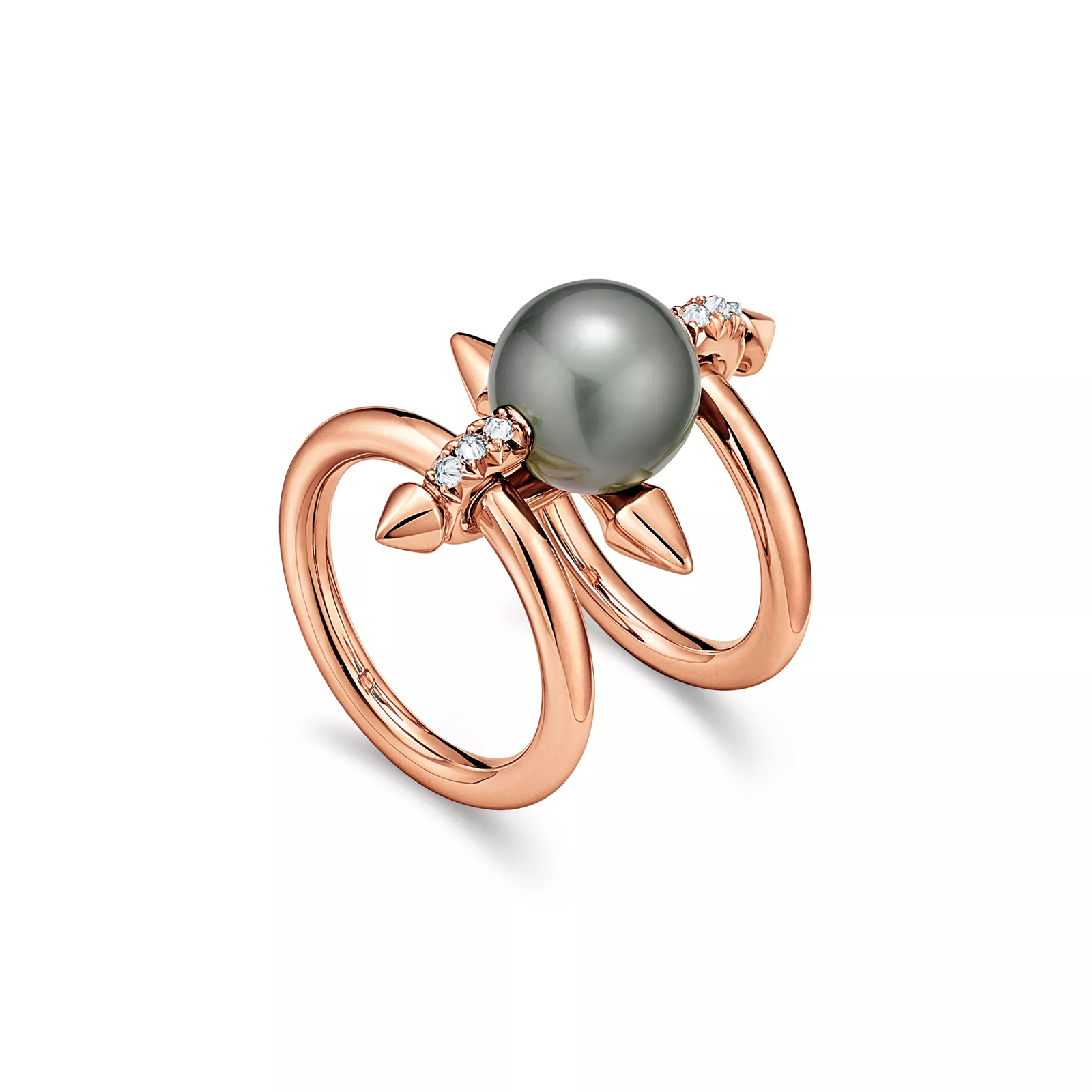 Tahitian Pearl Ring in Gold with Diamonds