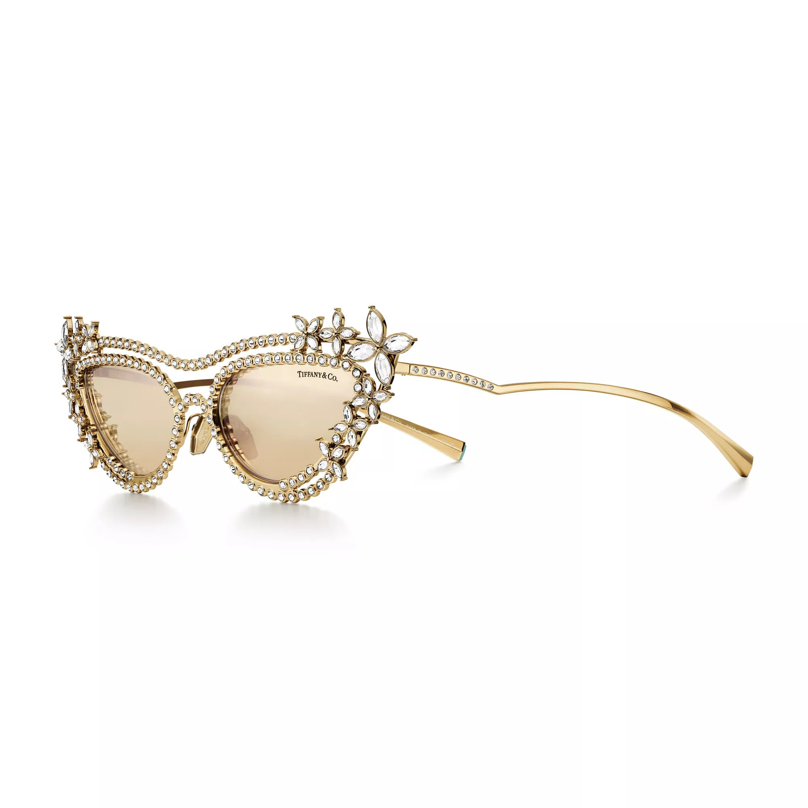 Sunglasses in Gold-plated Metal with Mirrored Lenses