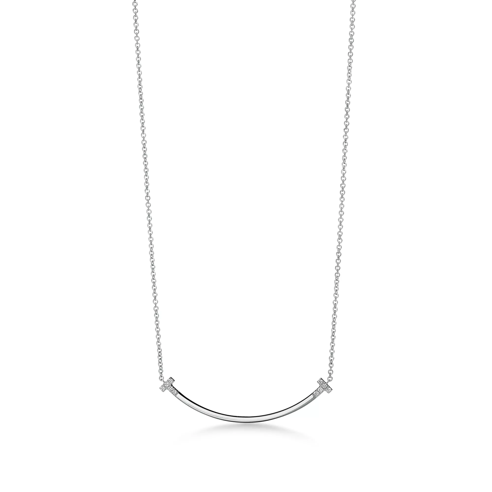 Smile Small Pendant in White Gold with Diamonds