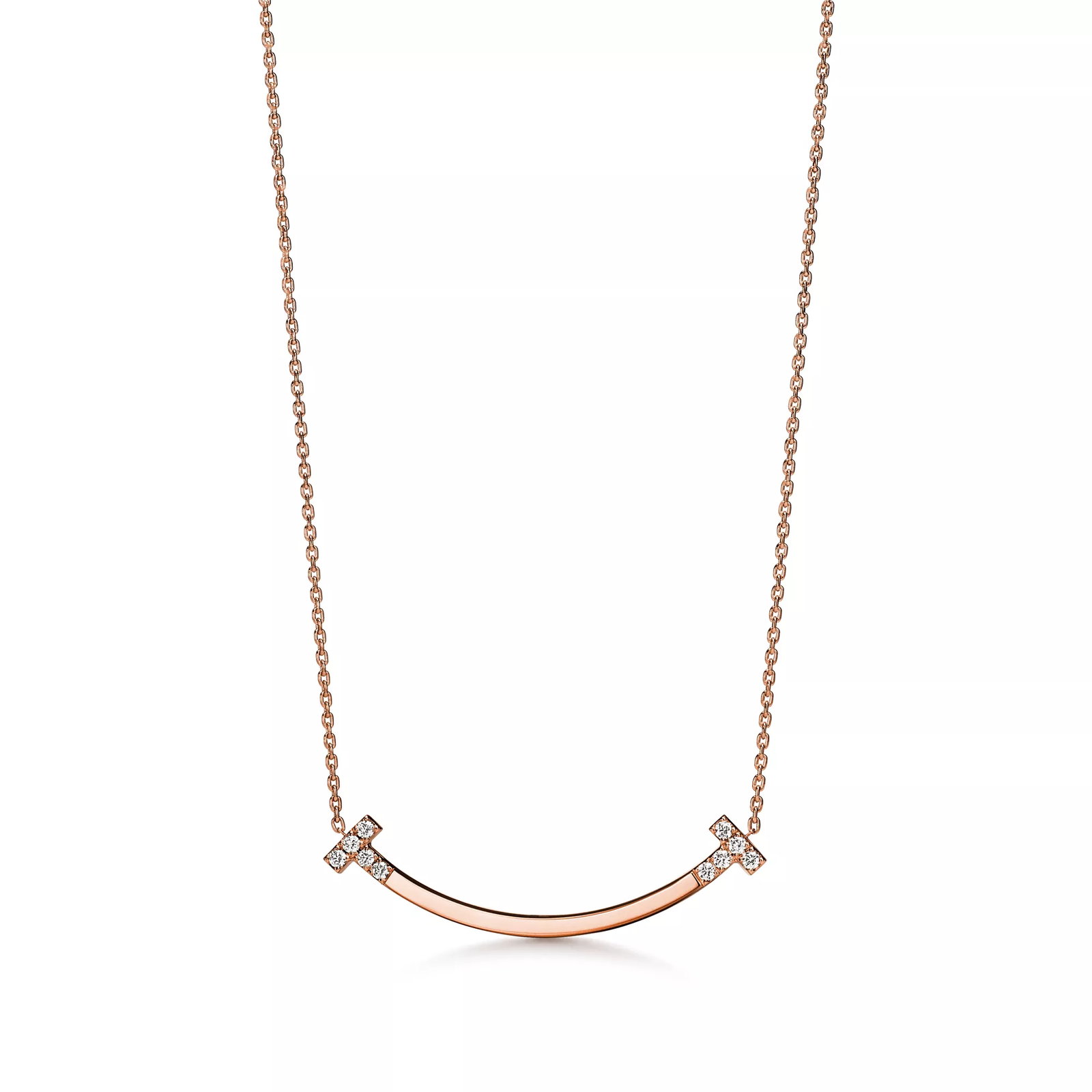Smile Medium Pendant in Rose Gold with Diamonds